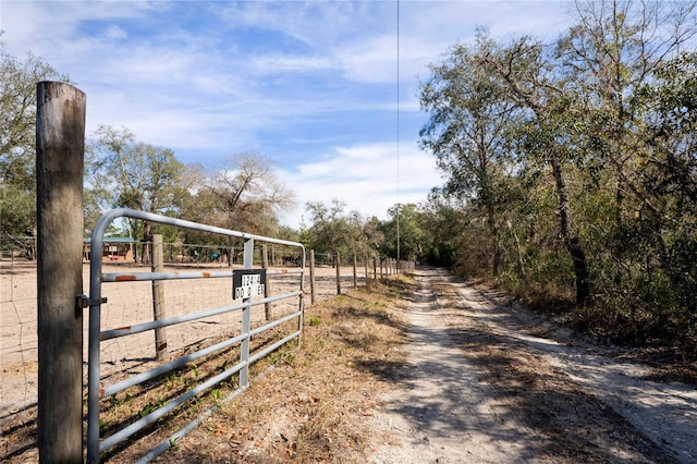 view of road with a rural view