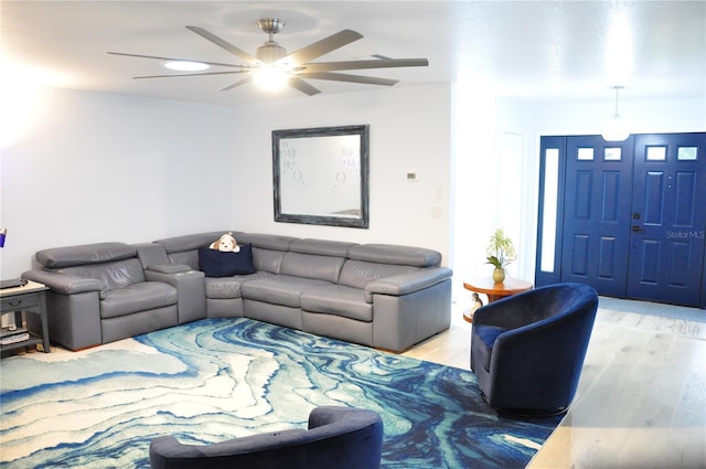 living room featuring light hardwood / wood-style floors