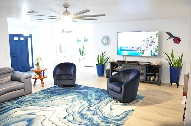 living room with wood-type flooring