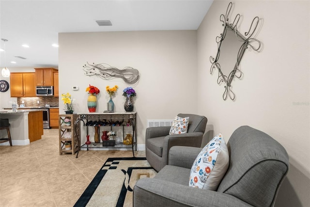 view of tiled living room