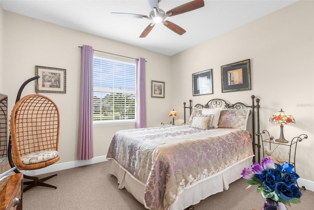 bedroom with carpet floors and ceiling fan