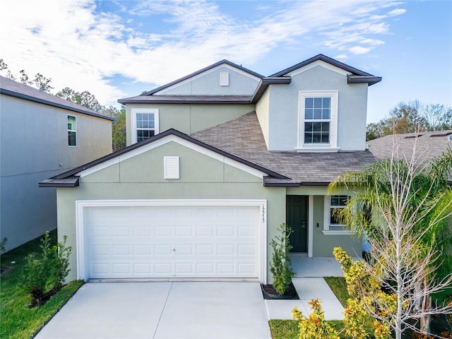 view of front of house with a garage