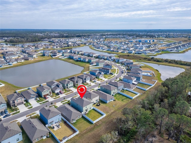 bird's eye view featuring a water view