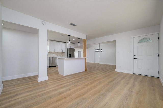 unfurnished living room featuring light hardwood / wood-style floors