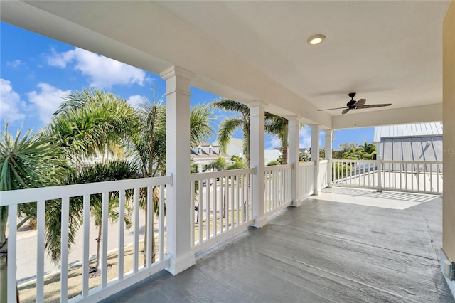 view of patio / terrace featuring ceiling fan