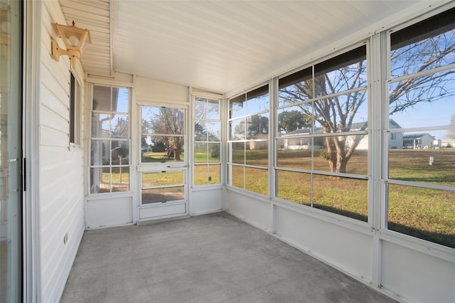 view of unfurnished sunroom