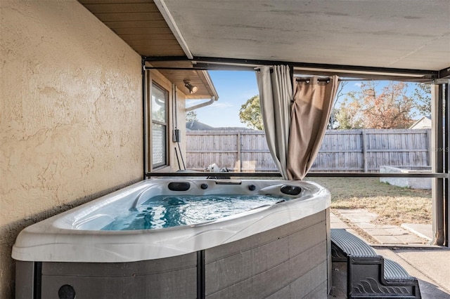 interior space featuring a hot tub