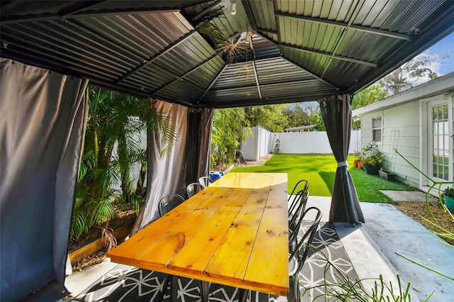 view of patio / terrace with a gazebo