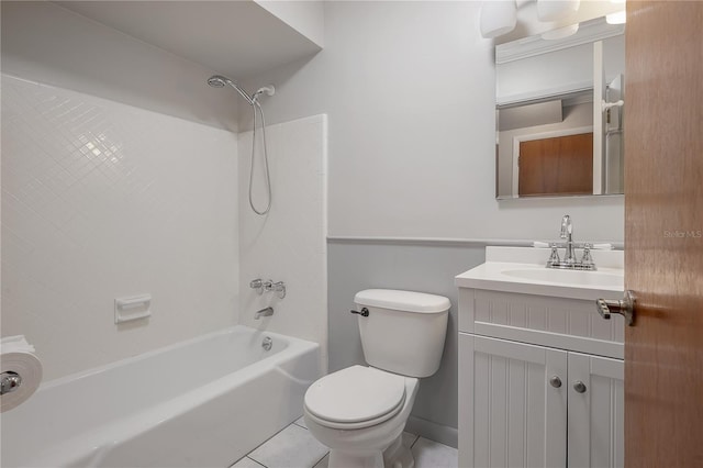 full bathroom featuring tile patterned flooring, vanity, shower / tub combination, and toilet