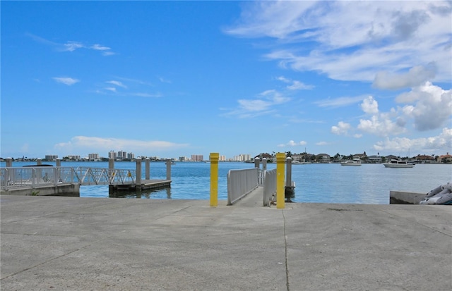 view of dock featuring a water view