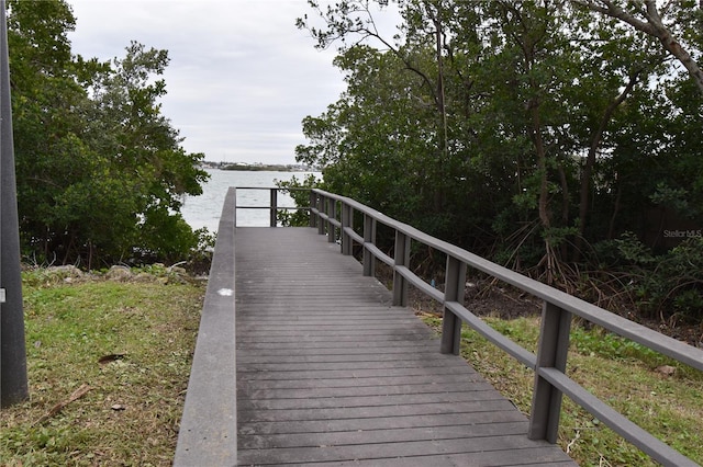 dock area featuring a water view