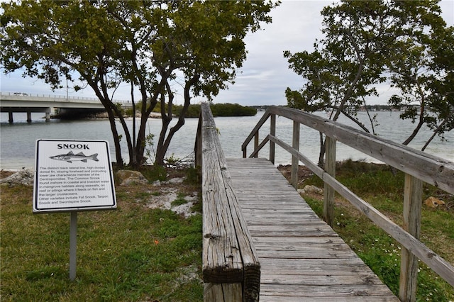 view of dock featuring a water view