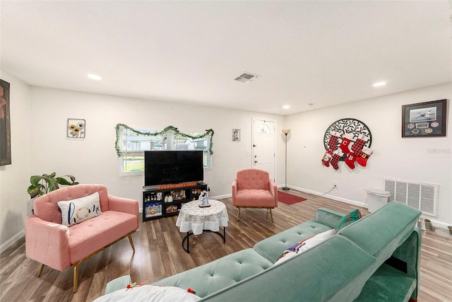 living room with hardwood / wood-style flooring