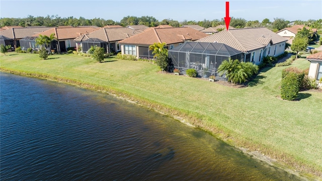 bird's eye view featuring a water view