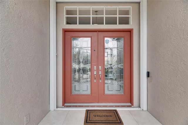 property entrance with french doors