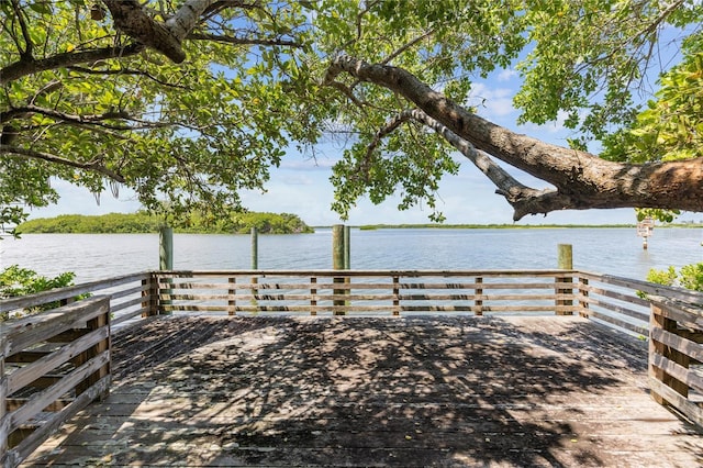 exterior space with a water view