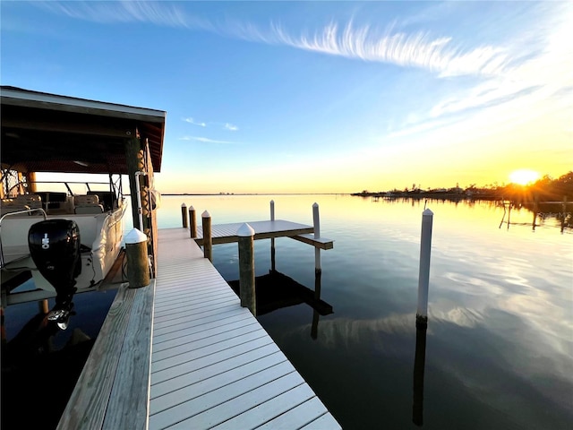 view of dock featuring a water view