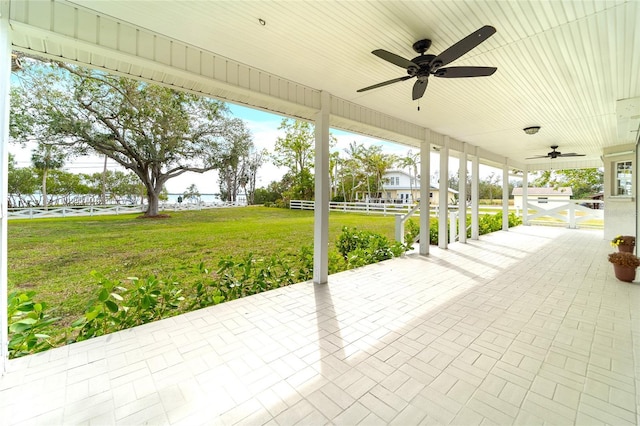 view of patio with ceiling fan