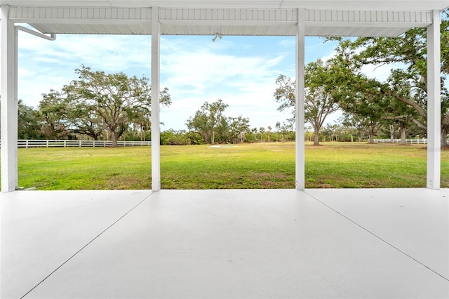 view of patio / terrace featuring a rural view