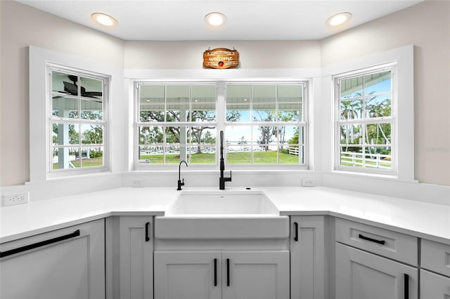 kitchen featuring gray cabinets and sink