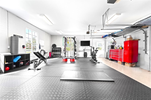 exercise area featuring plenty of natural light