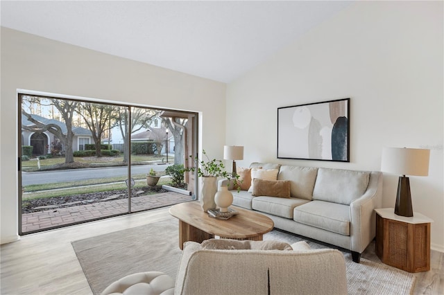 8701 Ballantrae Way, Tampa, FL 33647 - living room featuring lofted ceiling and light hardwood / wood-style flooring
