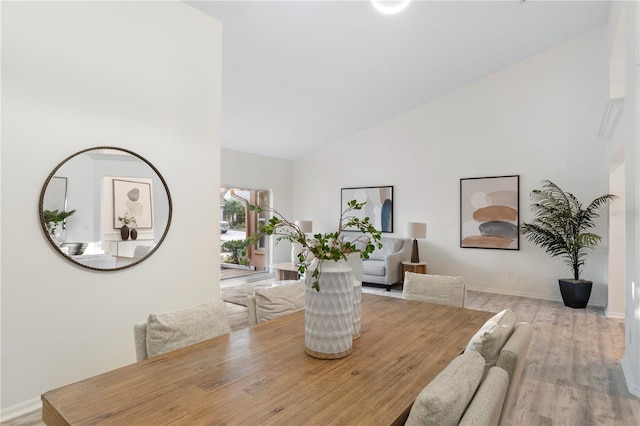 8701 Ballantrae Way, Tampa, FL 33647 - dining room featuring high vaulted ceiling and light hardwood / wood-style floors