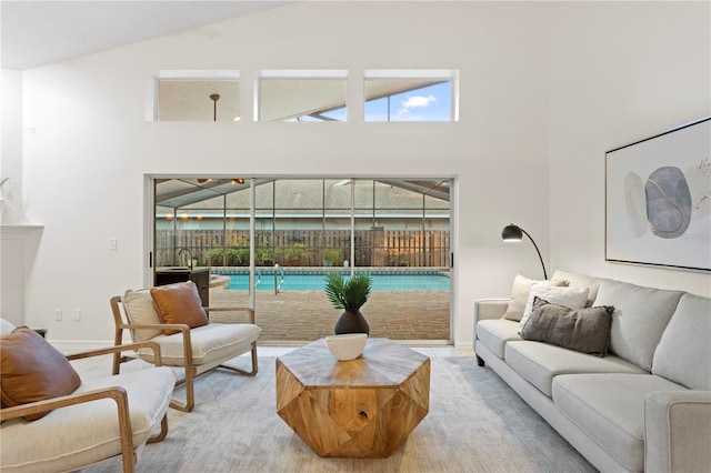 8701 Ballantrae Way, Tampa, FL 33647 - living room featuring high vaulted ceiling