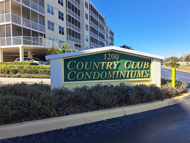 view of community sign