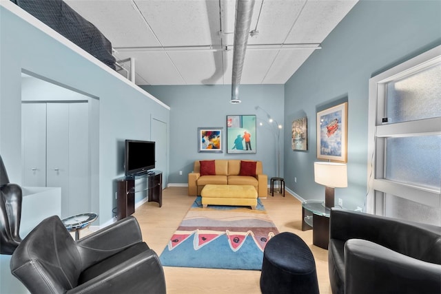 living room featuring light wood-type flooring