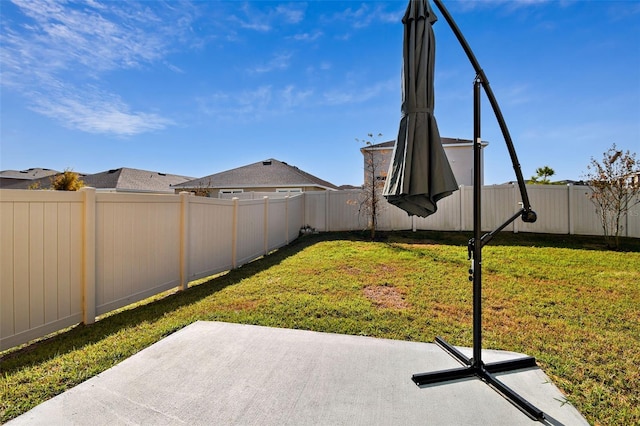 view of yard with a patio area