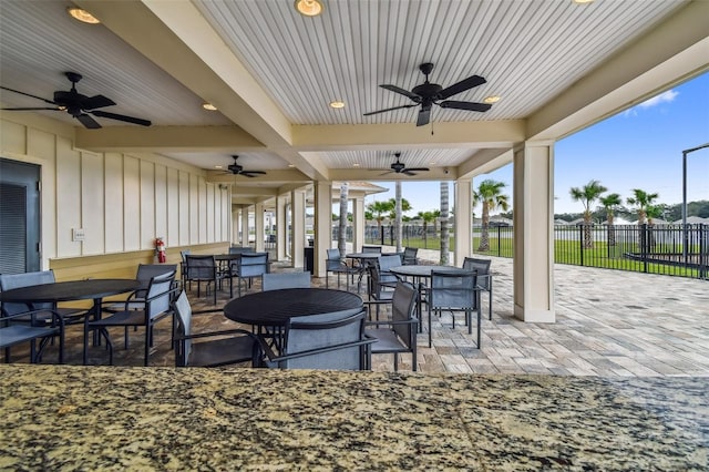 view of patio / terrace with ceiling fan