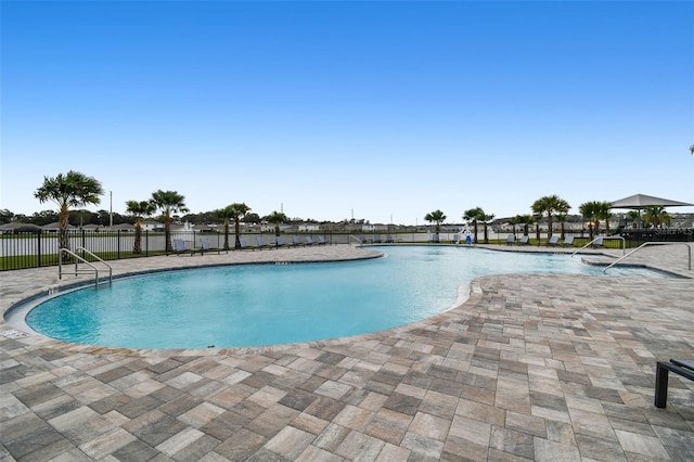 view of pool featuring a gazebo and a patio area