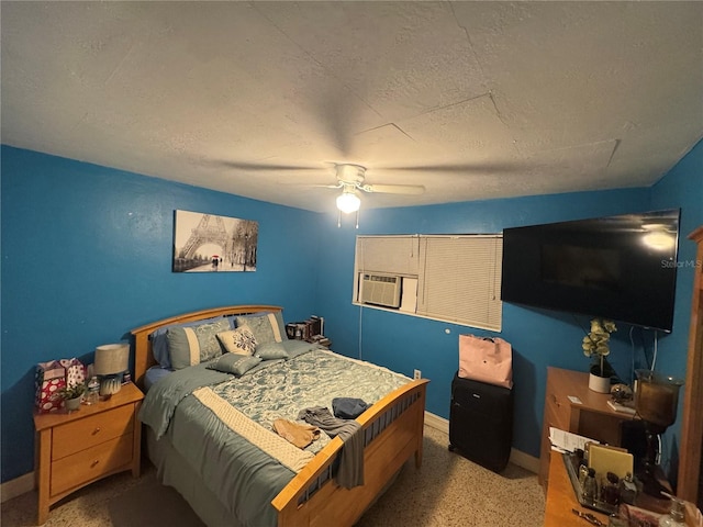 bedroom featuring ceiling fan and cooling unit