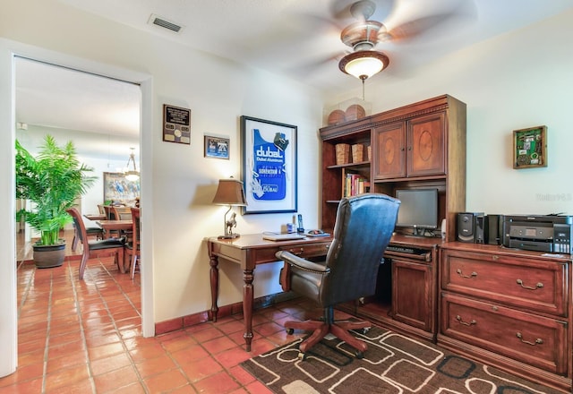 view of tiled office space