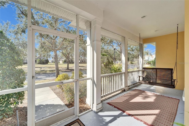 view of unfurnished sunroom