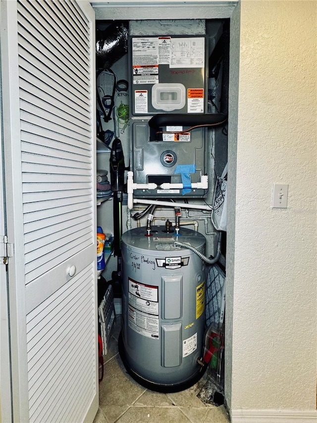 utility room featuring water heater