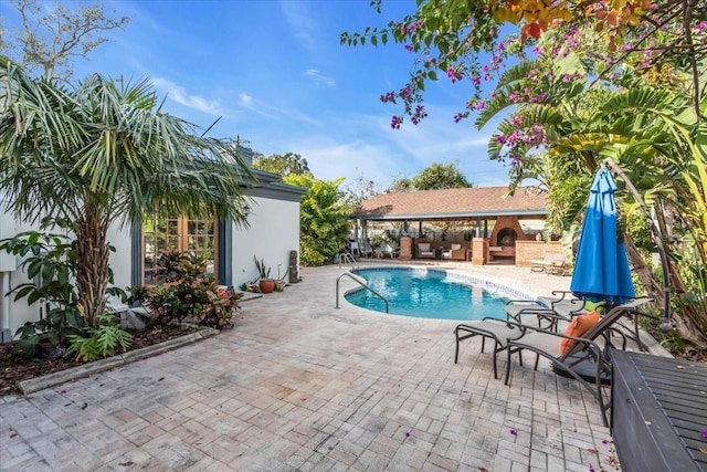 view of swimming pool with a patio area