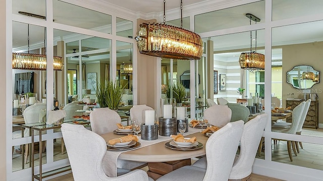 dining room featuring ornamental molding