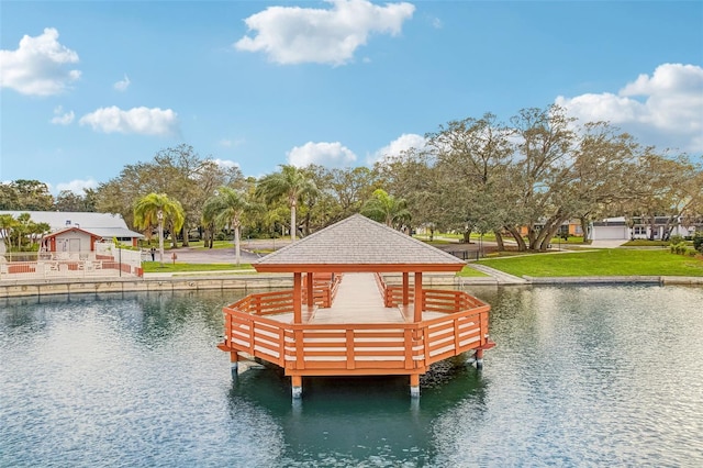 view of dock featuring a water view