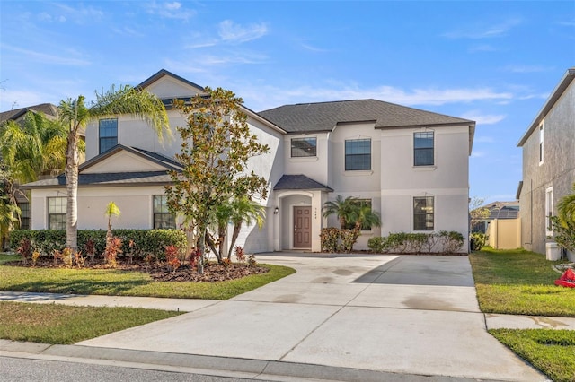 view of front of house with a front lawn