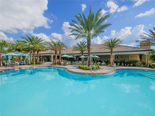 view of pool with a patio