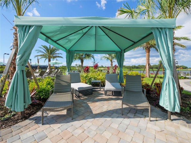 view of patio / terrace featuring a gazebo