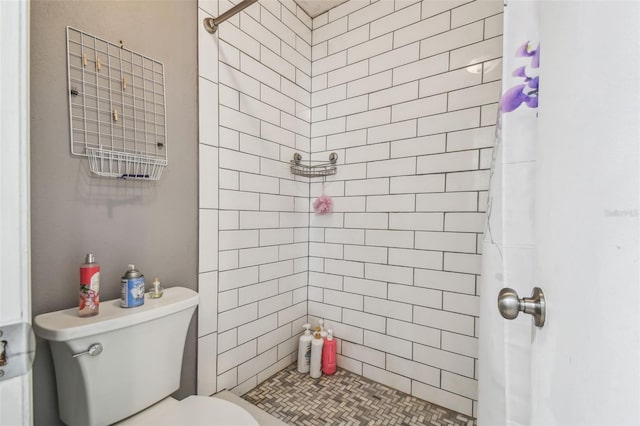 bathroom featuring toilet and walk in shower