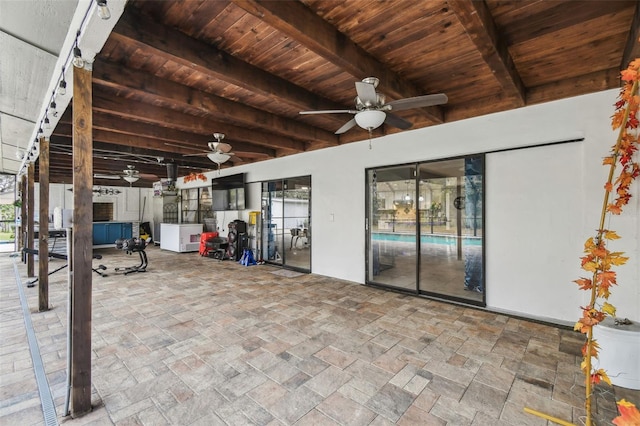 view of patio / terrace featuring ceiling fan