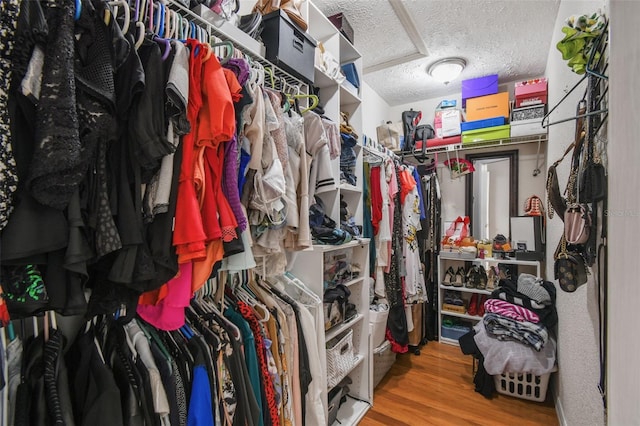 spacious closet featuring hardwood / wood-style flooring