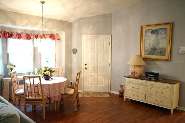 dining area featuring dark hardwood / wood-style flooring