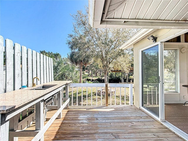 deck with sink