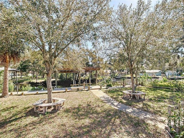 view of yard with a water view