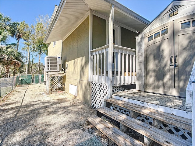 view of property exterior with central AC unit